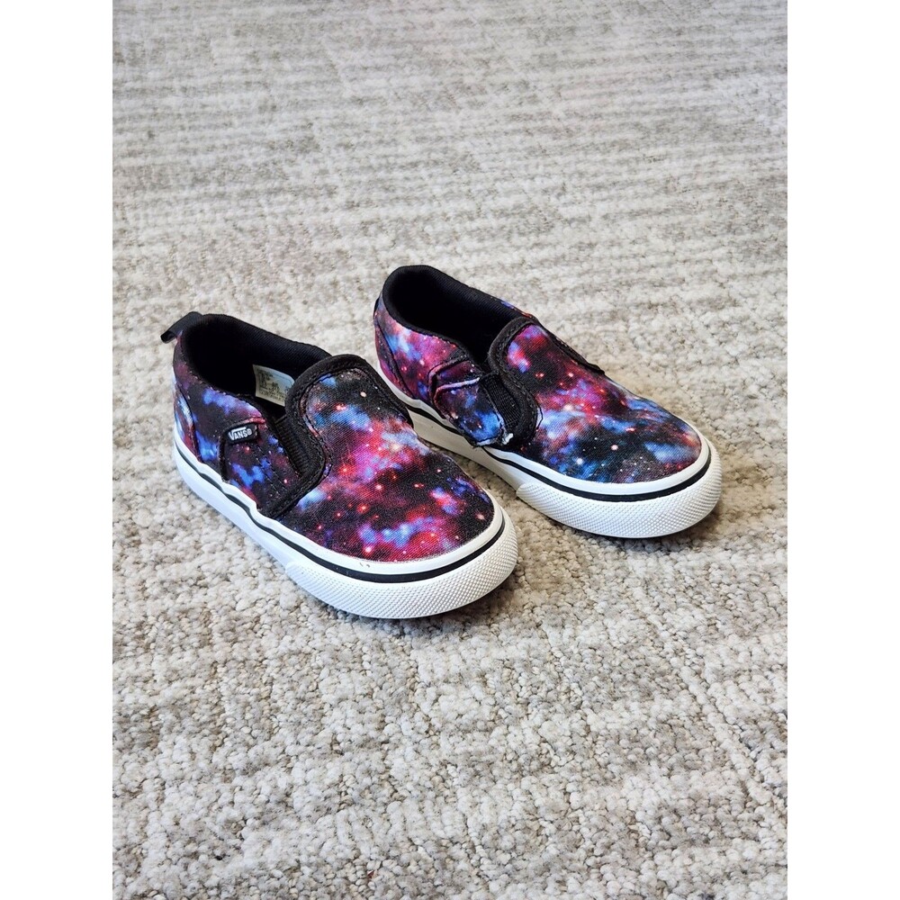 Vans Child Galaxy print hook loop sneakers size 6